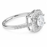 Women's Sparkling Zircon Proposal Ring Silver Tone Romantic Pave Engagement 1622