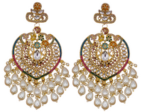 Elegant Bollywood Inspired Gold Kundan Earrings - Traditional Indian Jewelry 226