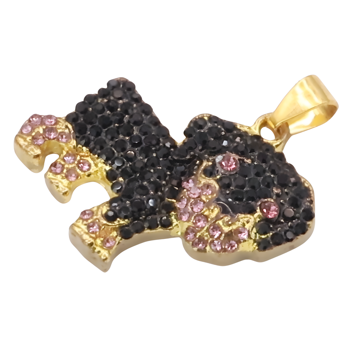Rottweiler Dog Pendant Necklace For Women Gold Tone Look Crystal Animal B245