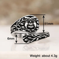 Unified Jewellery Antique-Style Owl Leaf Adjustable Statement Ring 11mm 1843