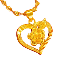 Unified Jewellery 24K Gold Plated Copper Flower HeartShaped Pendant Necklace 129