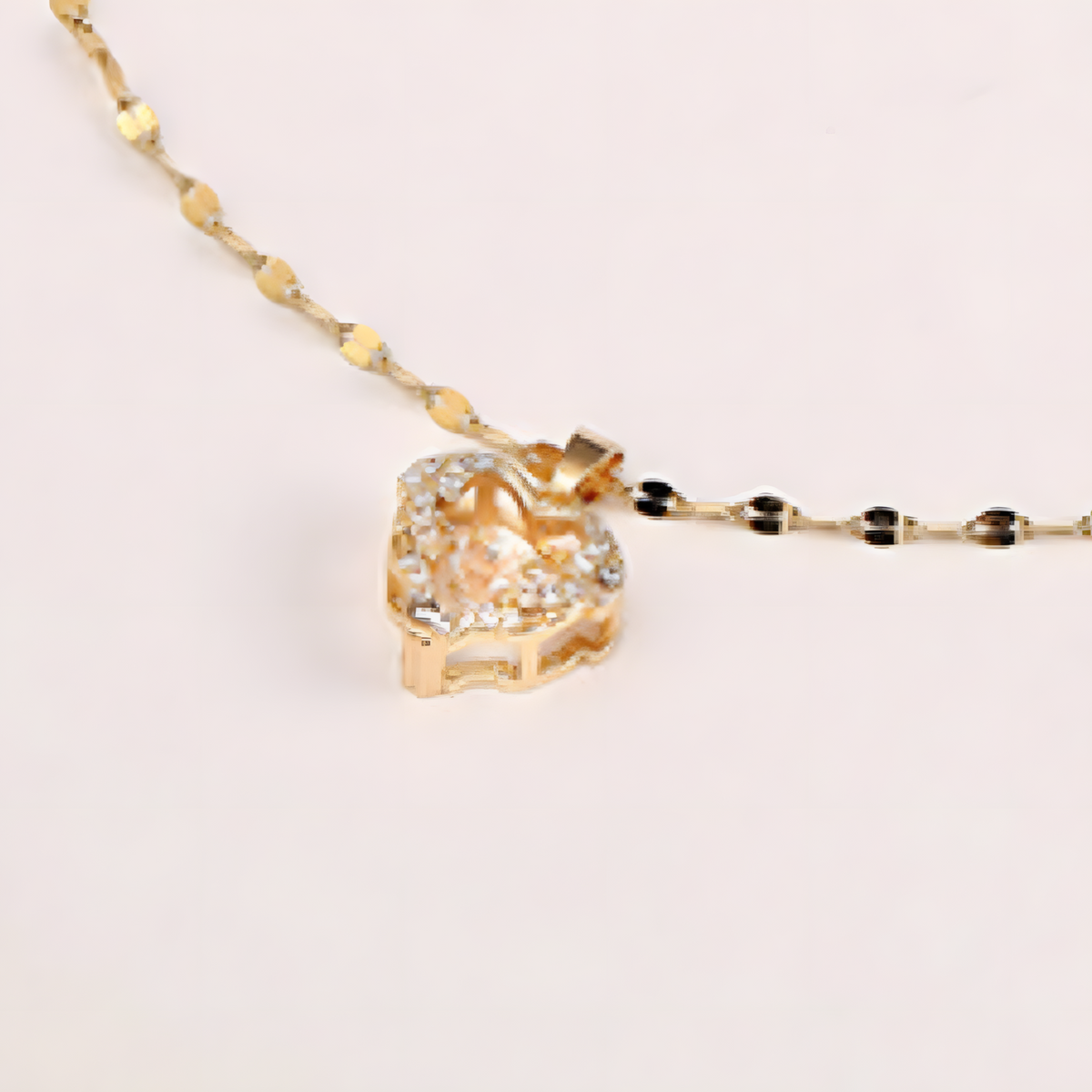 Gold Tone Stainless Steel Heart Pendant Necklace Women Sparkling Clear Stone B49