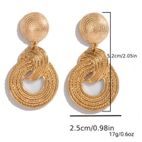 Geometric Gold Drop Earrings for Women Trendy Zinc Alloy Statement Earrings 786