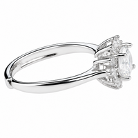 Adjustable Women Ring Round Brilliant Zircon Halo Cluster Floral Design 1667