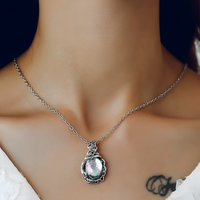 B0181 Flower Winding Moonlight Stainless Steel Necklace Pendant Ladies Prom b181