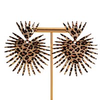 Leopard Print Burst Drop Earrings Women – Trendy 7.5cm Statement Earrings 773