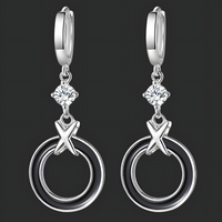 Elegant Sterling Silver Circle Drop Earrings with Sparkling Cubic Zirconia 495