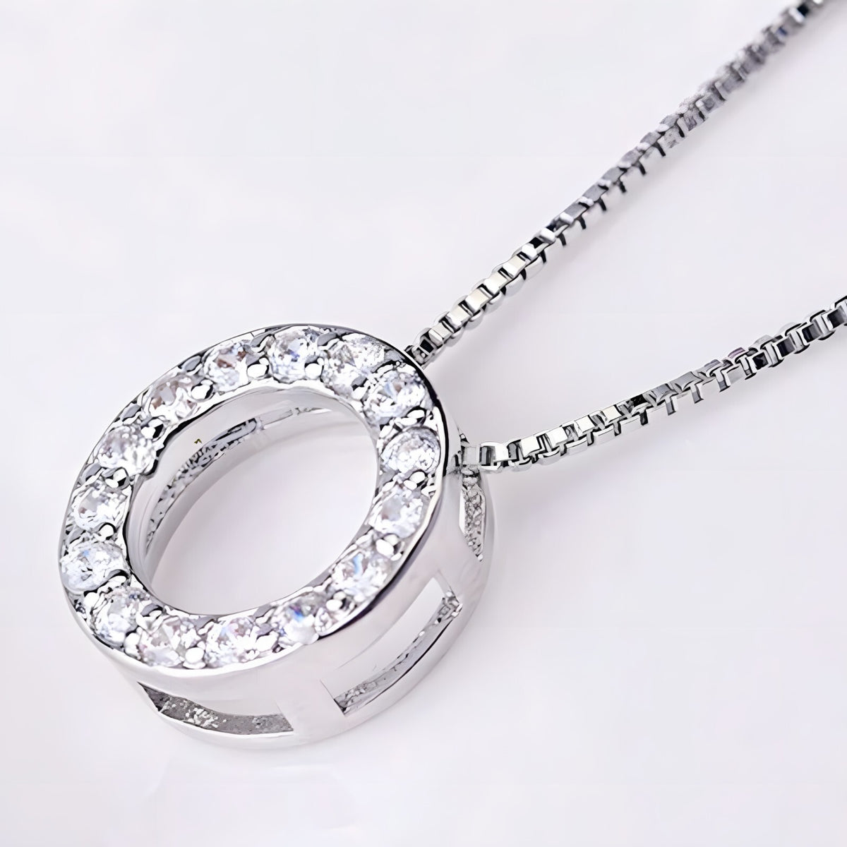 925 Sterling Silver Jewelry Round Zircon Pendants Necklaces Women Fine Semi 266