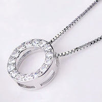 925 Sterling Silver Jewelry Round Zircon Pendants Necklaces Women Fine Semi 266