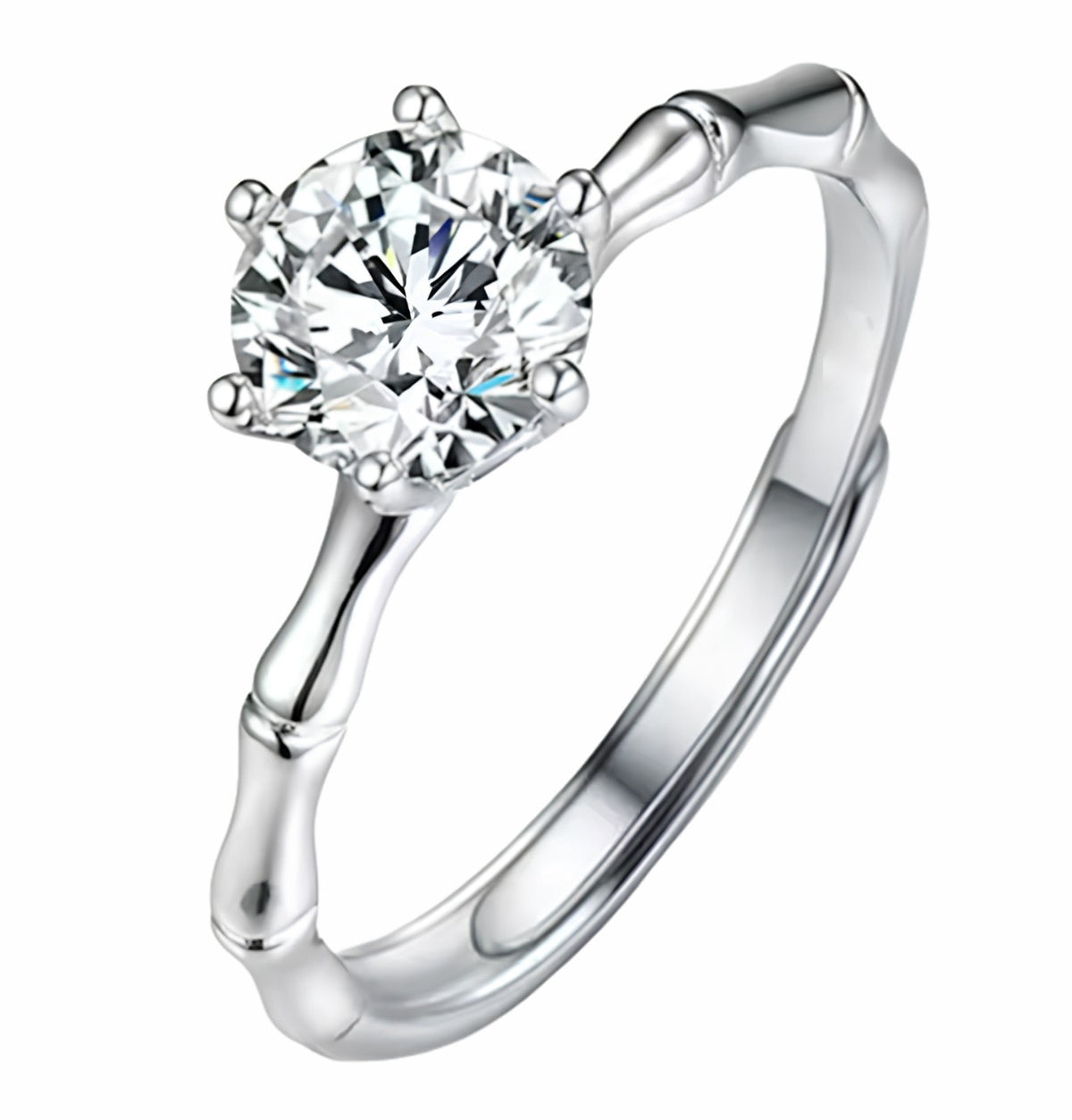 Women's Elegant Adjustable Solitaire Ring, Round Brilliant Zircon Nature 1629