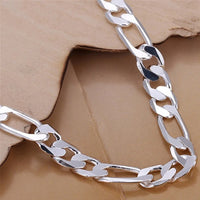 925 Sterling Silver Figaro Chain Bracelet, Classic Silver Link Bracelet 420