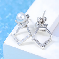 Silver Plated Cubic Zirconia Drop Earrings - Elegant and Lightweight Dangle 304