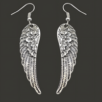 Silver Tone Angel Wing Dangle Earrings Women Feathered Design Hook Earrings B53
