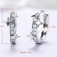 Crystal Star Huggie Hoop Earrings, Sparkling CZ Star, Small Silver Hoop 328