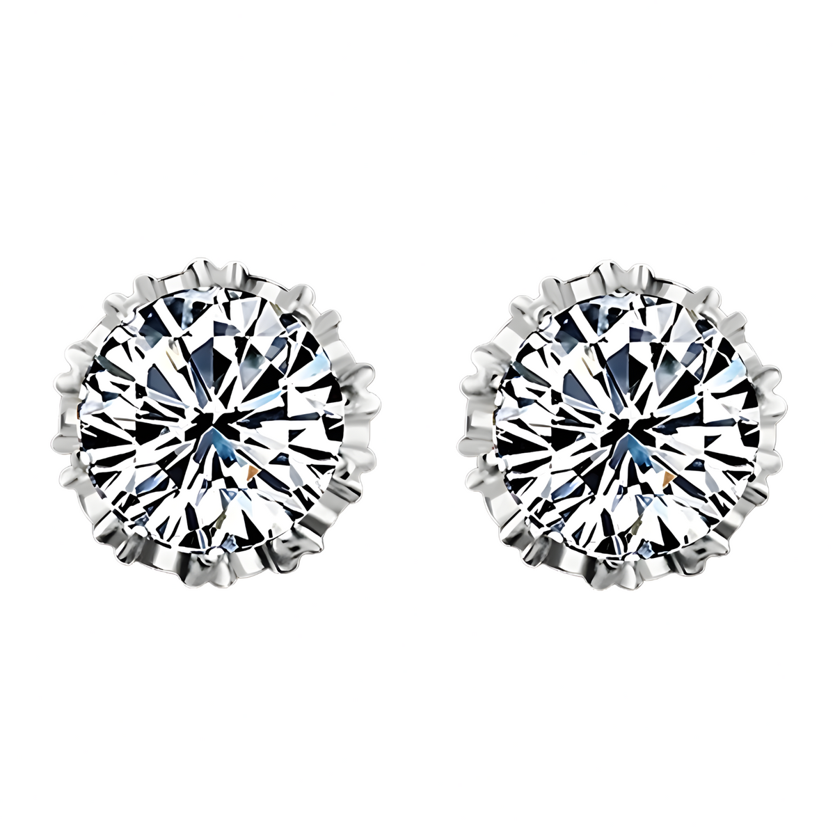 925 Sterling Silver Brilliant Cut Stud Earrings – Crystals, Hypoallergenic 312