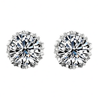 925 Sterling Silver Brilliant Cut Stud Earrings – Crystals, Hypoallergenic 312