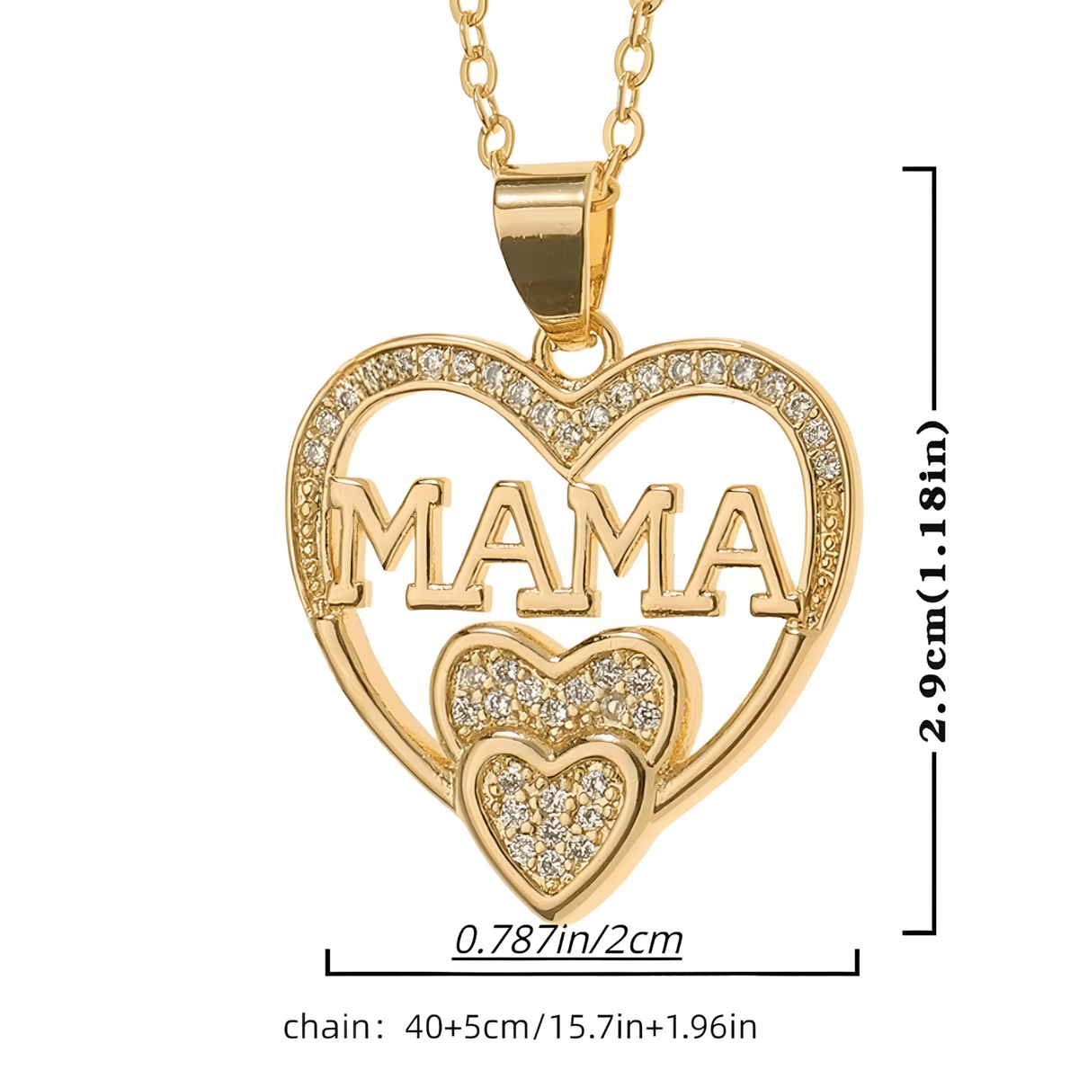 Unified Jewellery Gold "Mama"Heart Pendant Necklace Sparkling Crystal Mother B16