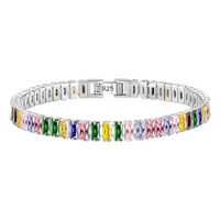 Premium Multicolour Rectangular Crystal Tennis Bracelet for Women, 18cm 1846
