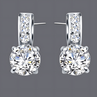 925 Silver-Plated Crystal Jewellery Set Women Sparkling Pendant Necklace 848