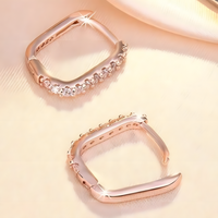 Rose Gold Plated Sterling Silver Cubic Zirconia Huggie Hoop Earrings Women b184