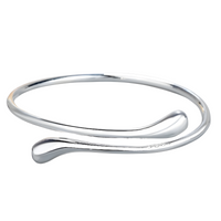 925 Silver-Plated Alloy Open Cuff Bangle Women – Water-Drop Ends, Adjustable 861