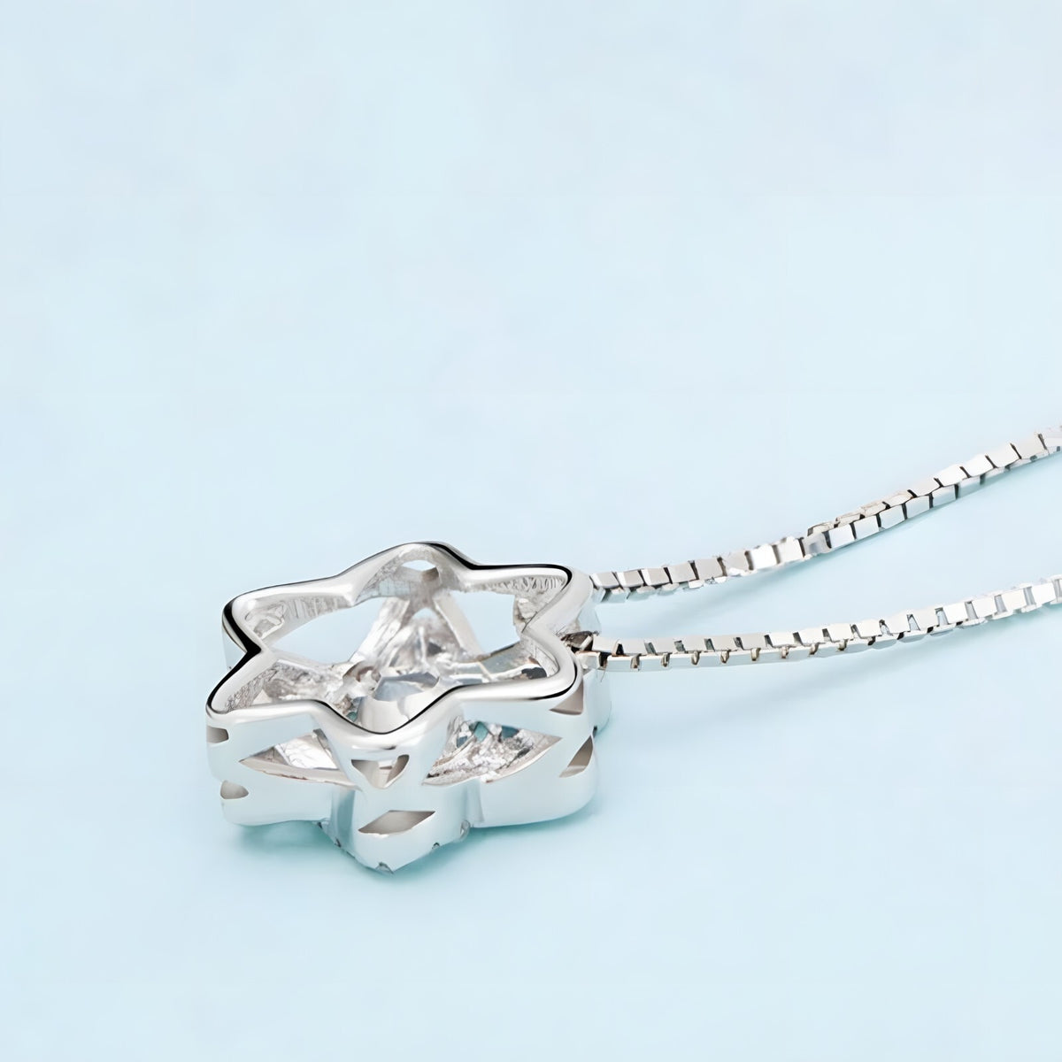 925 Sterling Silver Star Pendant Necklace with AAA Zircon – Adjustable Chain 261
