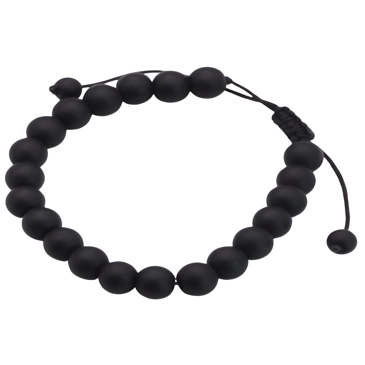 Unisex Natural Stone Bracelet, 8mm Matter Malachite & Lava Rock, Adjustable B119