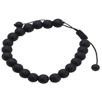 Unisex Natural Stone Bracelet, 8mm Matter Malachite & Lava Rock, Adjustable B119