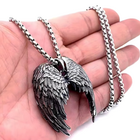 Angel Wing Pendant Necklace For Men - Silver Colour Feather Wing Chain 1787