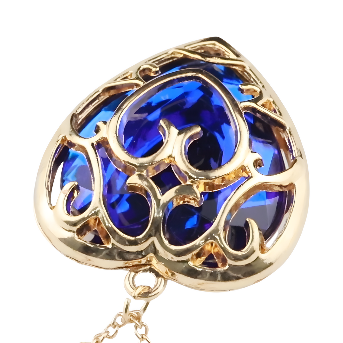 Signature Sculpted Rose Heart Locket Necklace — Dazzling Blue Heart Crystal 1320