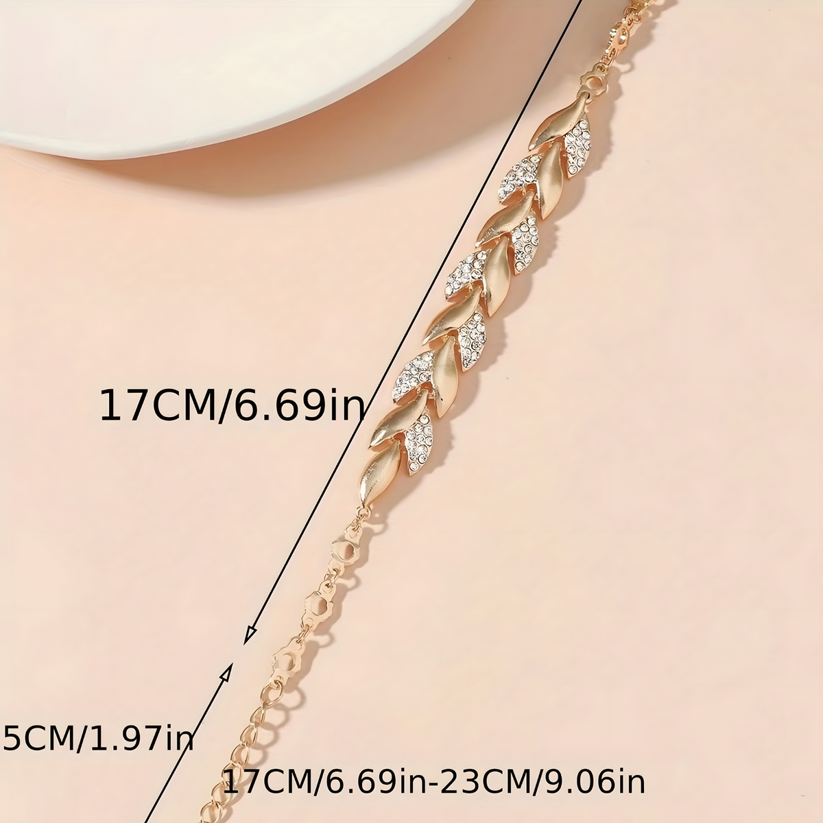 Gold Leaf Crystal Bracelet for Women Elegant Zinc Alloy Charm Bracelet 745