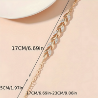 Gold Leaf Crystal Bracelet for Women Elegant Zinc Alloy Charm Bracelet 745