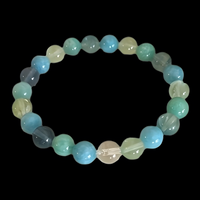 Inner Strength Bracelet-Fluorite, Aquamarine & Amazonite 8mm Beaded Stretch 1494