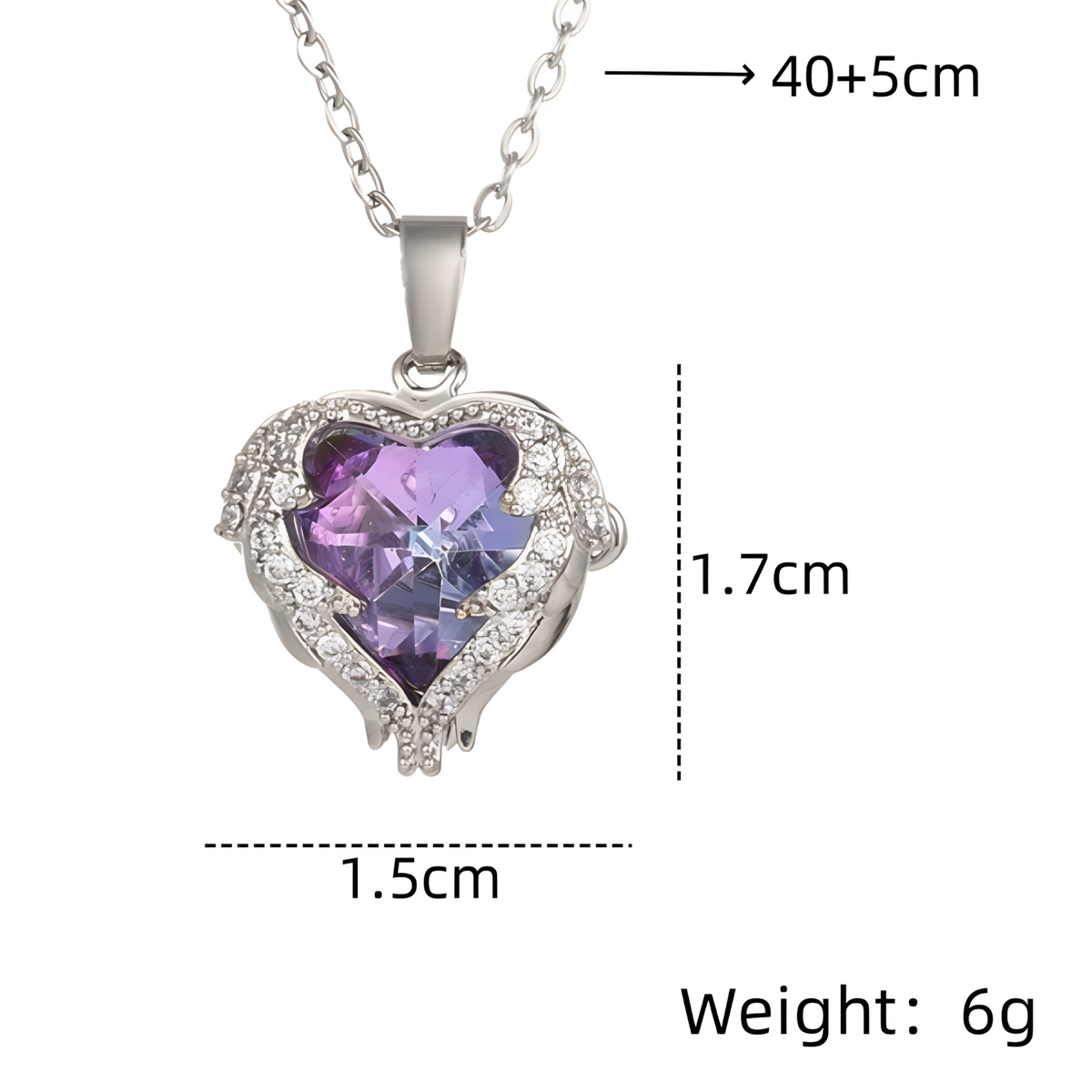 Heart Pendant Necklace for Women, Rose Gold Plated Cubic Zirconia Stainless B163