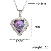 Heart Pendant Necklace for Women, Rose Gold Plated Cubic Zirconia Stainless B163