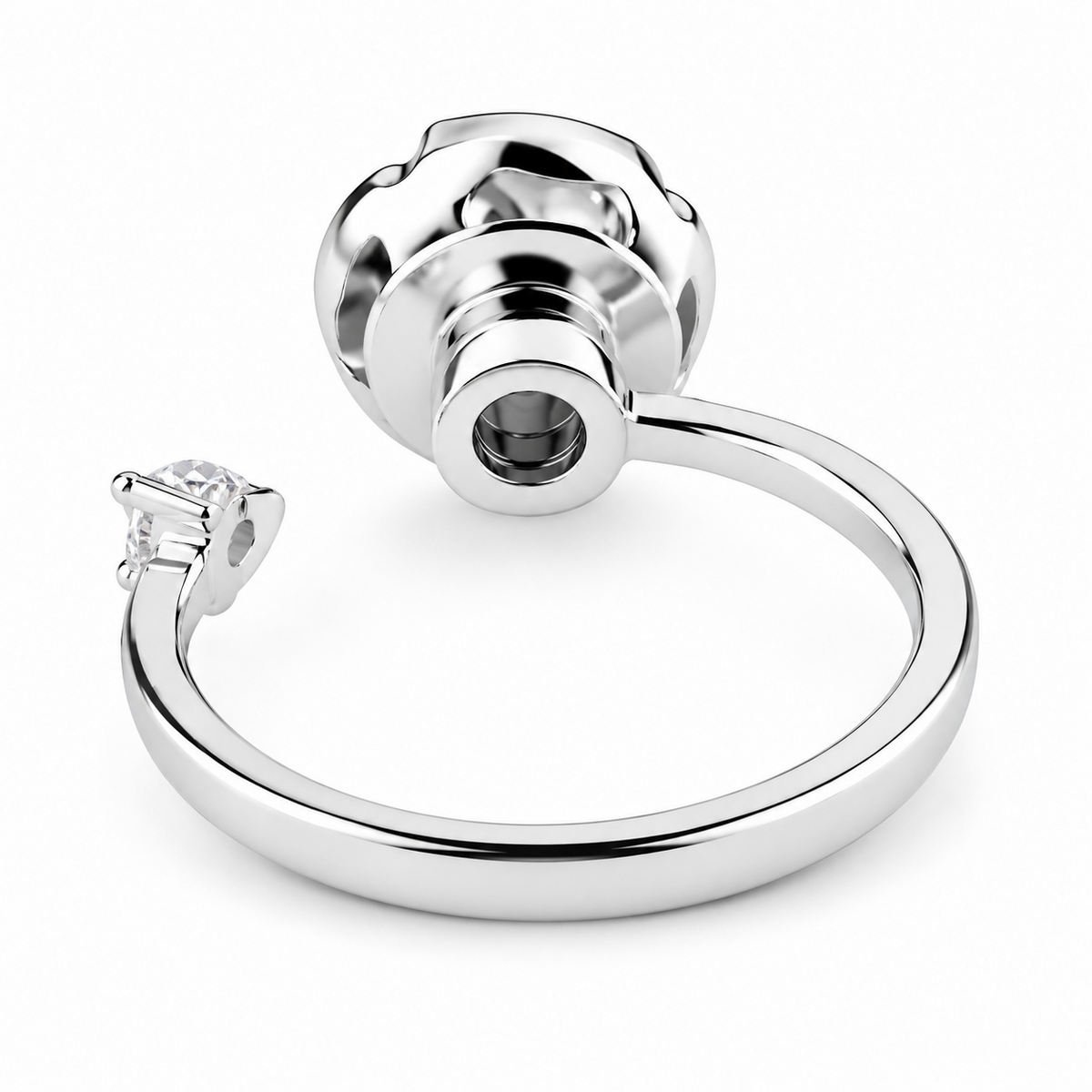 Rotatable Halo Flower Spinner Ring For Women, Adjustable Open Band Fidget 1518