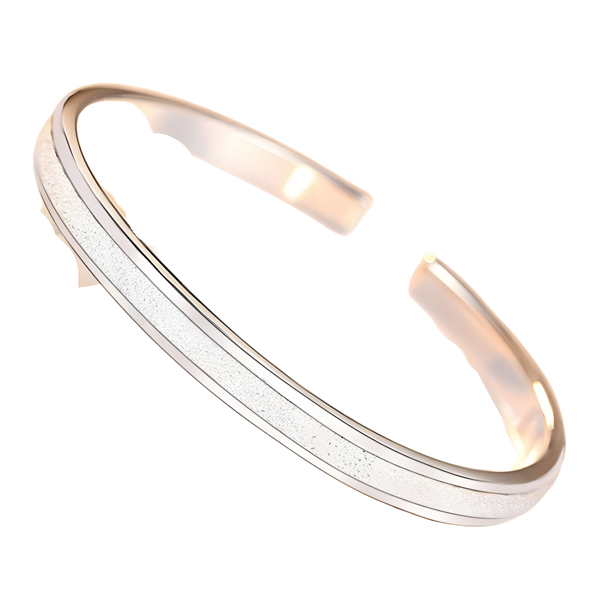 Unified Jewellery Premium Frosted Stripe Adjustable Open Cuff Bangle 1839