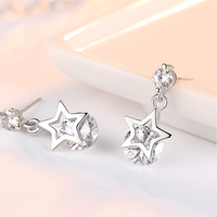Crystal Star Drop Earrings Women – Trendy Screw-Back Stud Design, Sparkling 1011