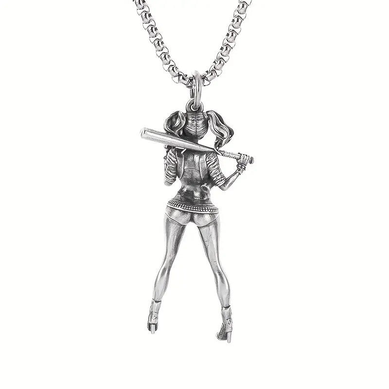 Exquisite Silver Necklace With Female Playing Baseball Pendant For Men 60 UK