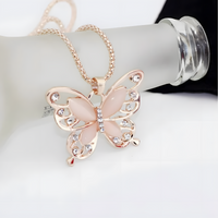 Butterfly Pendant Necklace for Women – Rose Gold Zinc Alloy Butterfly Charm 1186