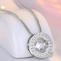 925 Sterling Silver Jewelry Round Zircon Pendants Necklaces Women Fine Semi 267