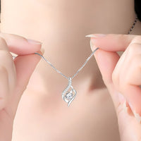 925 Sterling Silver Twisted Zircon Pendant Necklace Elegant Women’s Fashion 257