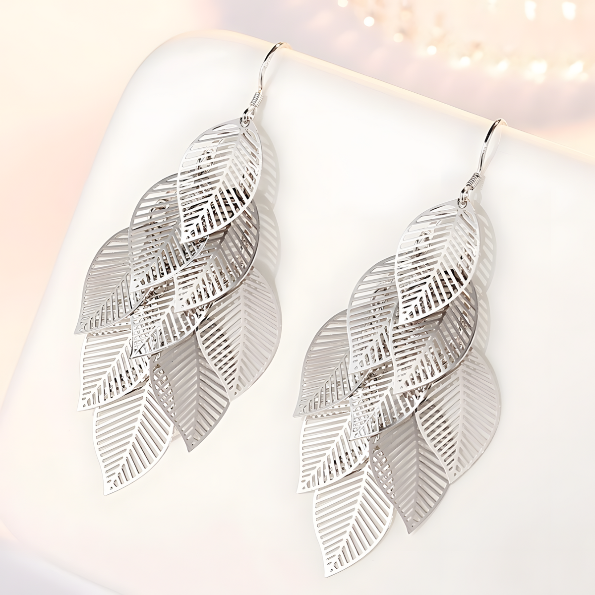 Unified Jewellery Silver Tone Multi Layer Leaf Drop Earrings Women – Trendy 1062