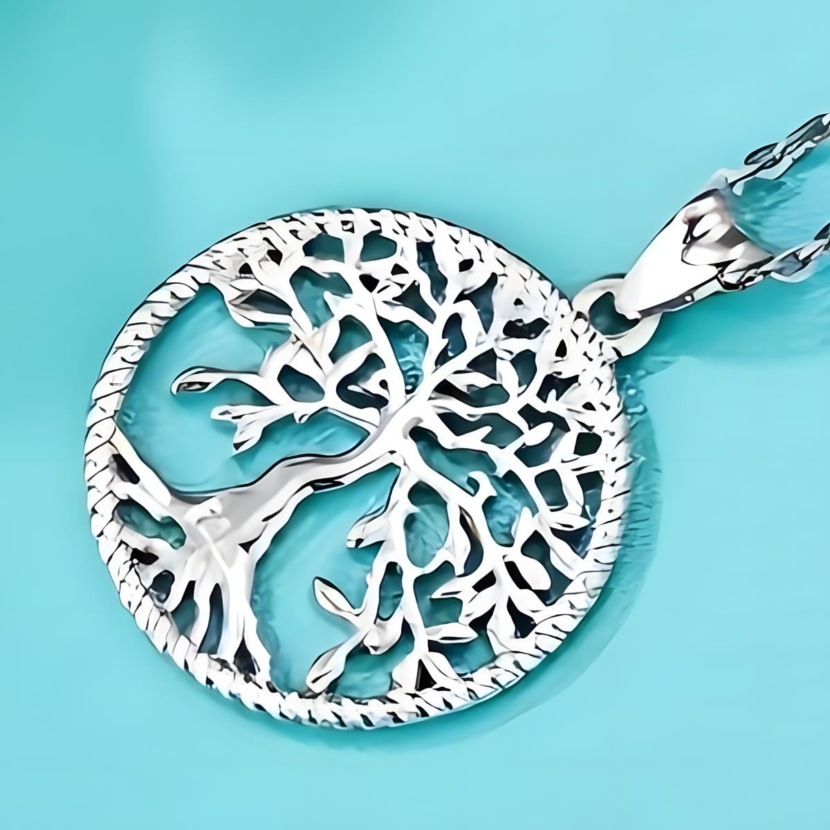 Women’s Tree of Life Pendant Necklace –Zinc Alloy Metal Round Cutout Design 1102