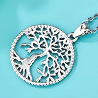 Women’s Tree of Life Pendant Necklace –Zinc Alloy Metal Round Cutout Design 1102
