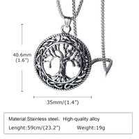 B0062 Vnox Viking Knot Almut Necklaces for Men, Metal Life Tree Pendant B62