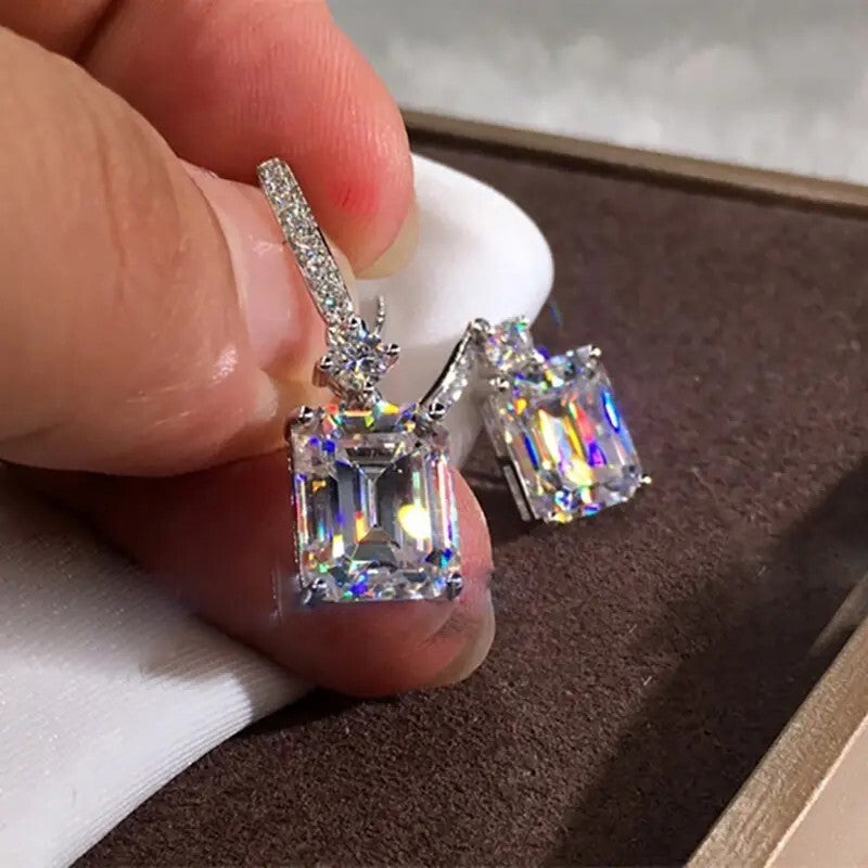 Shiny Zircon Hoop Drop Earrings Silver Plated Wedding Holiday Party Decor 63 UK