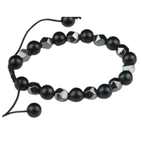 Black 8mm Bright Black Beaded Bracelet Adjustable Macrame Bracelet Unisex 1350