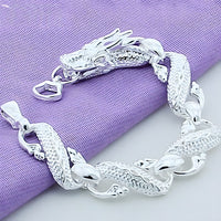 925 Silver-Plated Dragon Chain Bracelet for Men & Women –Classic 20cm Animal 892