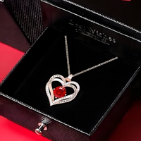 Rose Gold Tone "I Love You Forever" Heart Crystal Alloy Crystal Necklace B23